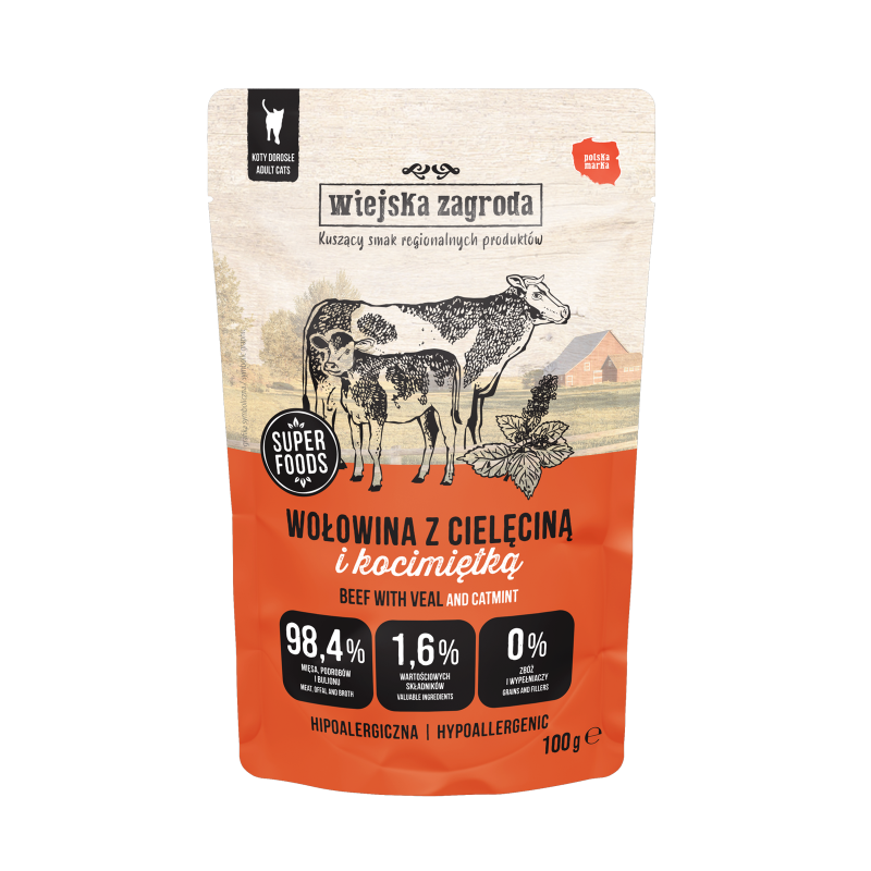 Wiejska Zagroda beef with veal and catnip 100 g – wet food for cats