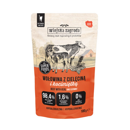 Wiejska Zagroda beef with veal and catnip 100 g – wet food for cats