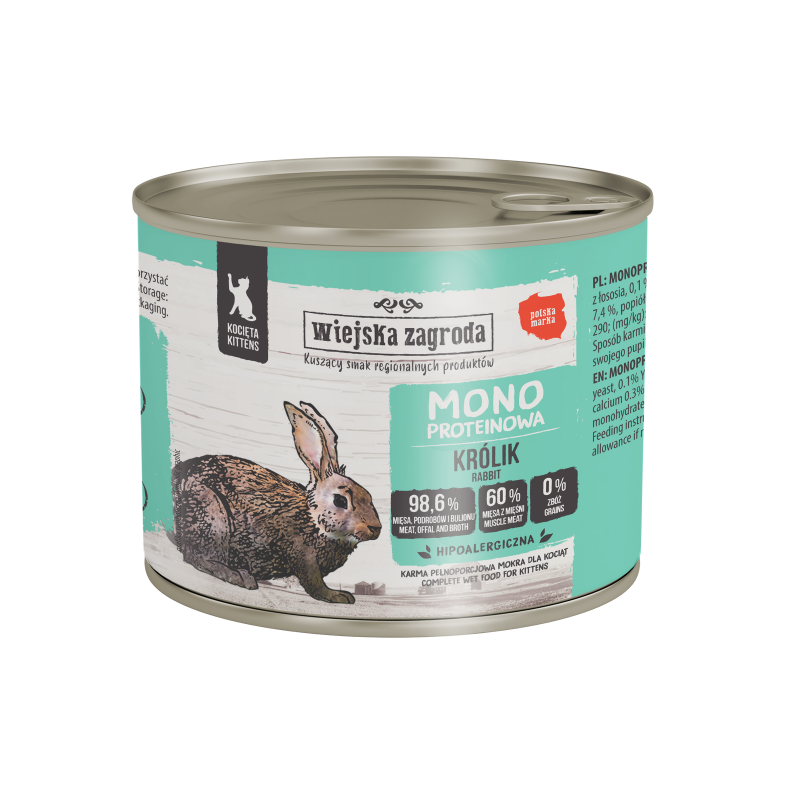Wiejska Zagroda monoprotein rabbit 200 g – wet food for cats