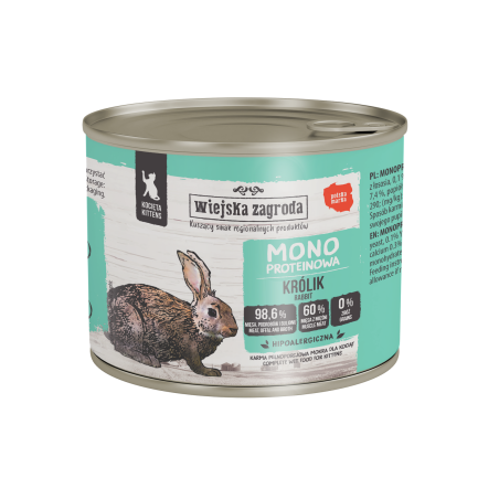 Wiejska Zagroda monoprotein rabbit 200 g – wet food for cats