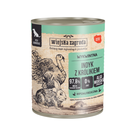 Wiejska Zagroda turkey with rabbit 800 g – wet food for dogs