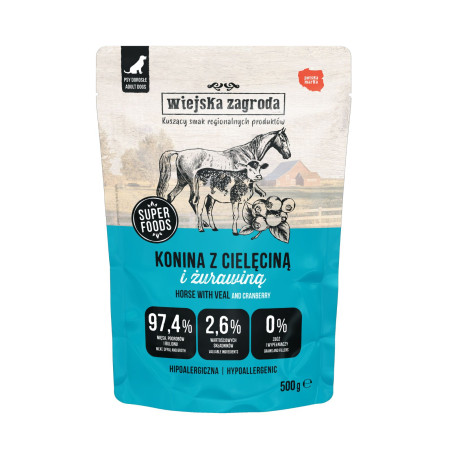 Wet Dog Food Wiejska Zagroda Horse with Veal 500g
