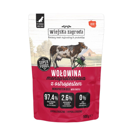Wet Dog Food Wiejska Zagroda Mono Protein Beef 500g