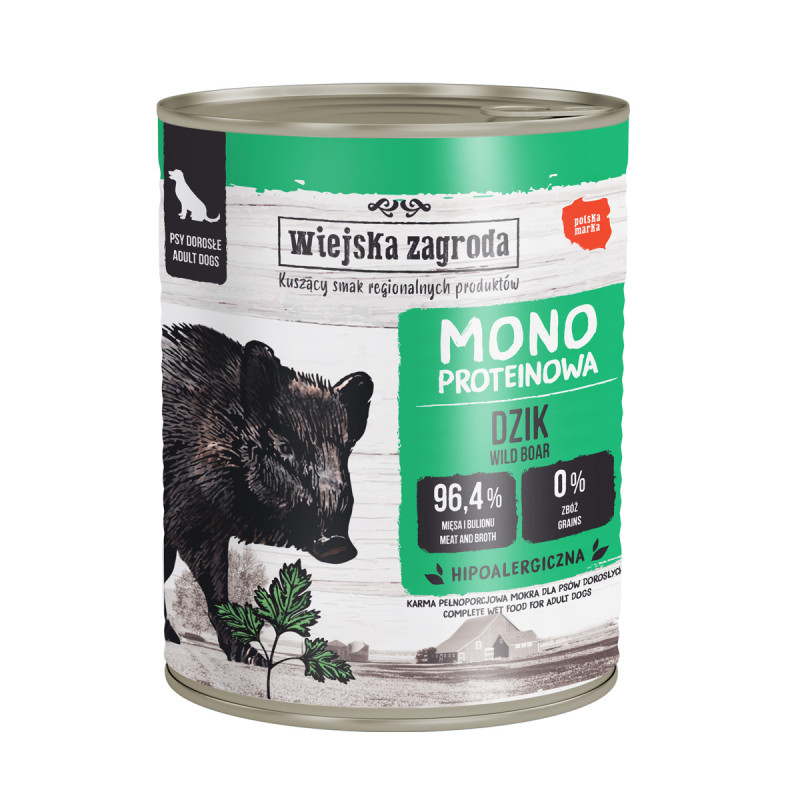 Wet Dog Food Wiejska Zagroda Mono Protein Wild Boar 800g