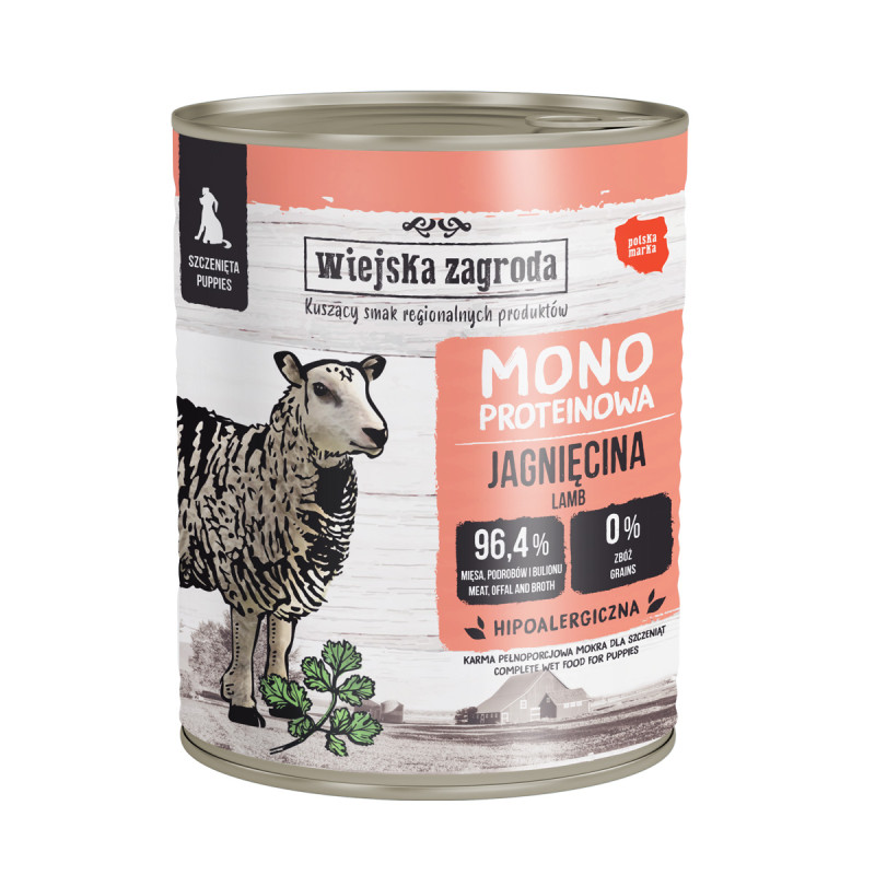 Karma mokra dla psa Wiejska Zagroda Monobiałkowa Jagnięcina 800g