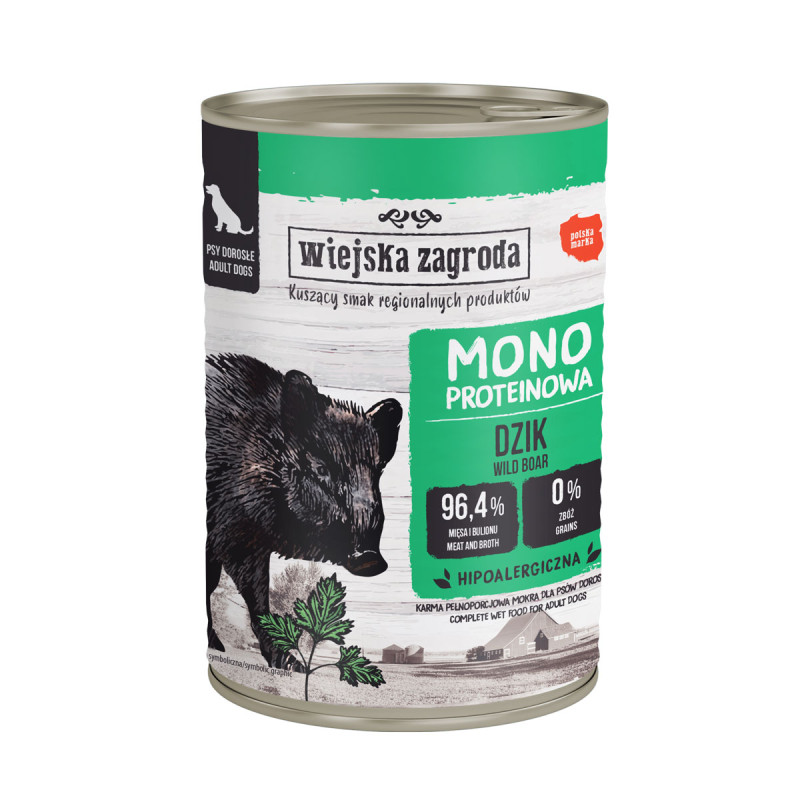 Wet Dog Food Wiejska Zagroda Mono Protein Wild Boar 400g