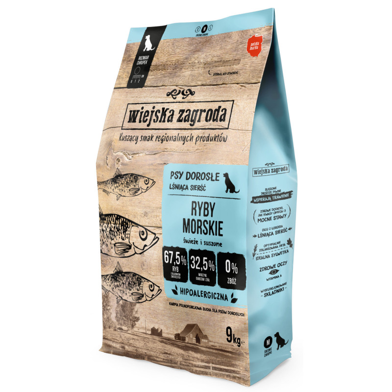 Dry Dog Food Wiejska Zagroda Sea Fish Kibble M 9kg