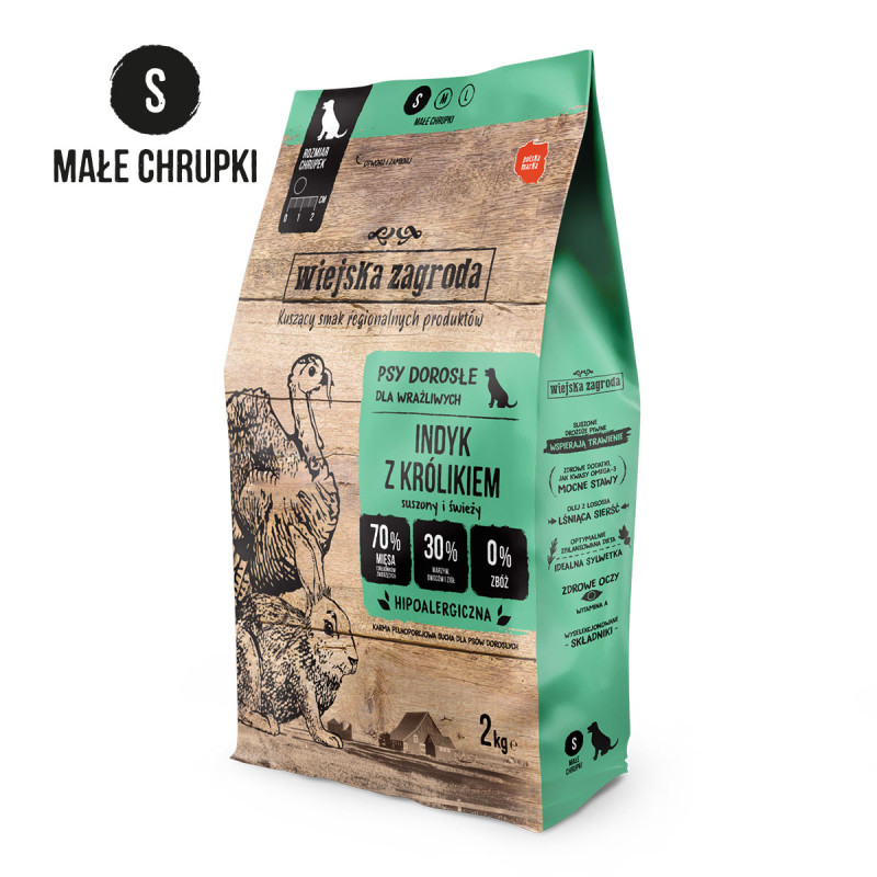 Dry Dog Food Wiejska Zagroda Turkey with Rabbit Kibble S 2kg