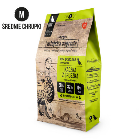 Karma sucha dla psa Wiejska Zagroda Kaczka z gruszką chrupki M 2kg