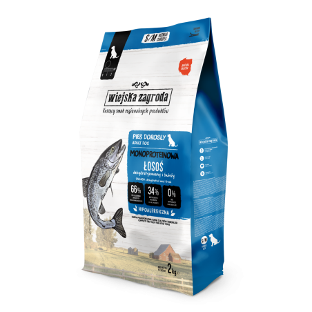 Dry Dog Food Wiejska Zagroda Mono Protein Salmon Kibble S/M 2kg