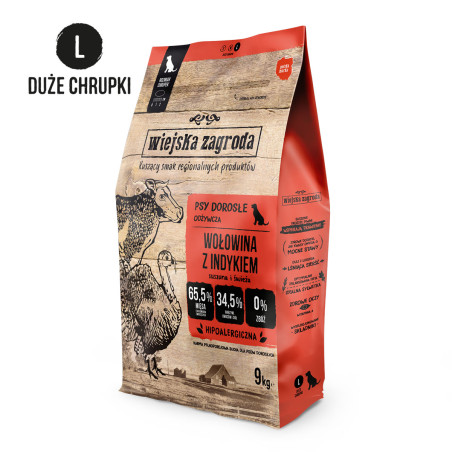 Dry Dog Food Wiejska Zagroda Beef with Turkey Kibble L 9kg