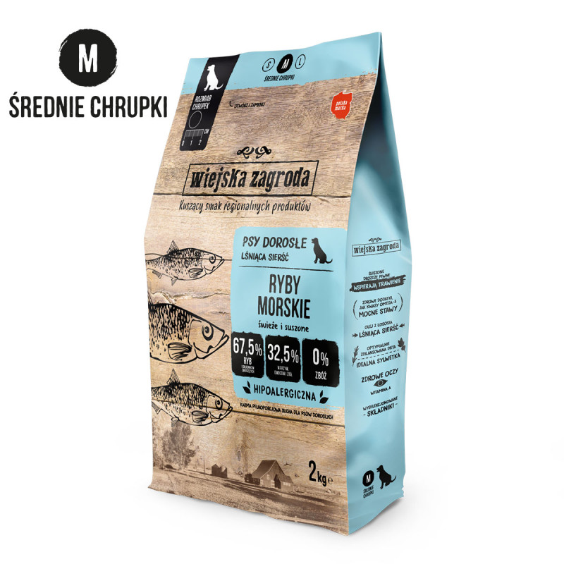 Dry Dog Food Wiejska Zagroda Sea Fish Kibble M 2kg