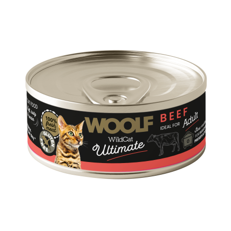 Wet Cat Food WOOLF Wild Cat Ultimate Can Beef Pate 85g