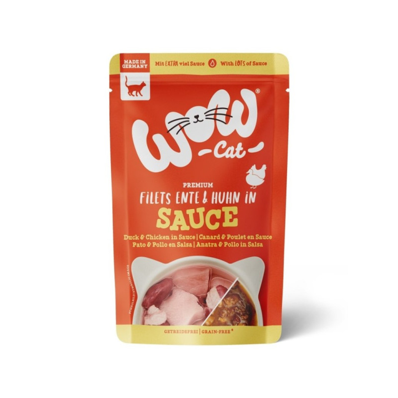Wet Cat Food WOW CAT Filets Duck  Chicken in Sauce 85g