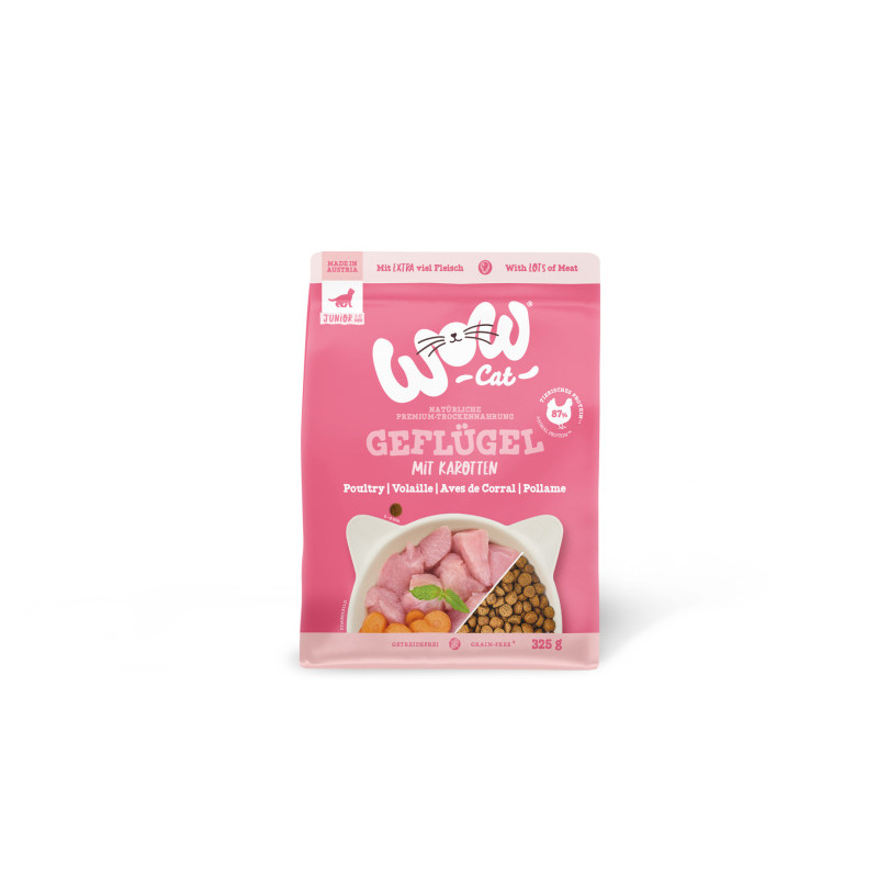 Karma sucha dla kota WOW CAT Junior Geflügel – karma z drobiu dla kociąt 325g