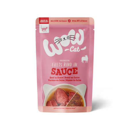 Wet Cat Food WOW CAT Beef in Sauce Pieces 85g