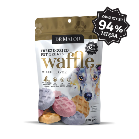 Przysmaki dla psa Dr Malou Wafle liofilizowane z mięsa kurczaka mix smaków 120g