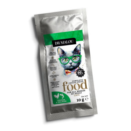 Dr Malou Chicken with Salmon 10 g – Freeze-Dried Complete Cat Food | PupilowaKraina.pl