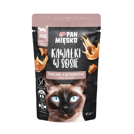 Wet Cat Food Pan Mięsko Chunks in Sauce Chicken with Quail (Adult) 85g