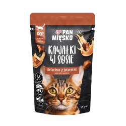 Wet Cat Food Pan Mięsko Chunks in Sauce Veal with Venison (Adult) 85g