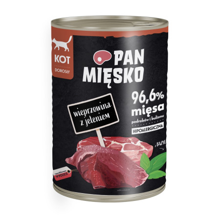 Karma mokra dla kota Pan Mięsko Wieprzowina z jeleniem (dorosły) 400g