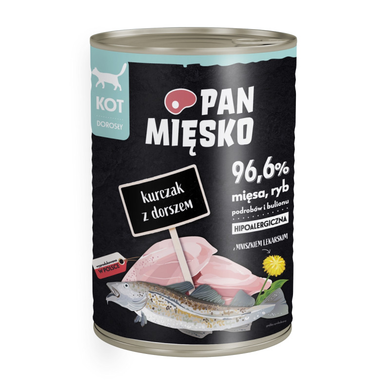 Karma mokra dla kota Pan Mięsko Kurczak z dorszem (dorosły) 400g