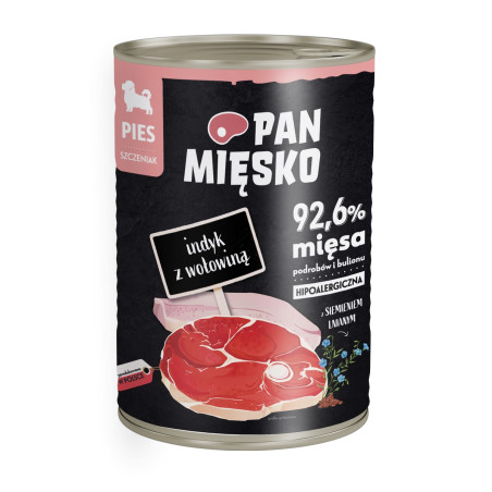 Karma mokra dla psa Pan Mięsko Indyk z wołowiną (szczeniak) 400g