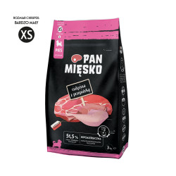 Pan Mięsko Complete Dry Puppy Food Veal with Quail XS Kibble 3kg