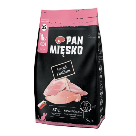 Pan Mięsko Complete Dry Kitten Food Chicken with Rabbit XS Kibble 5kg