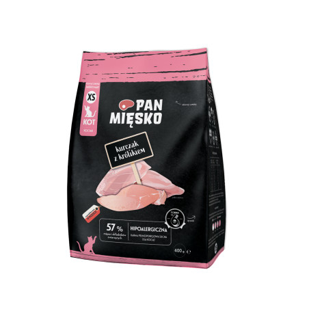 Pan Mięsko Complete Dry Kitten Food Chicken with Rabbit XS Kibble 400g