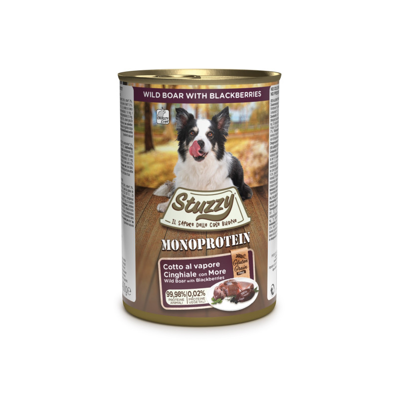 Karma mokra dla psa Stuzzy Monoprotein świeże mięso z dzika z jeżynami pasztet 400g