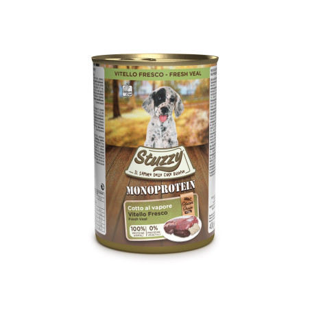 Karma mokra dla psa Stuzzy Monoprotein dla szczeniąt świeża cielęcina pasztet 400g puszka