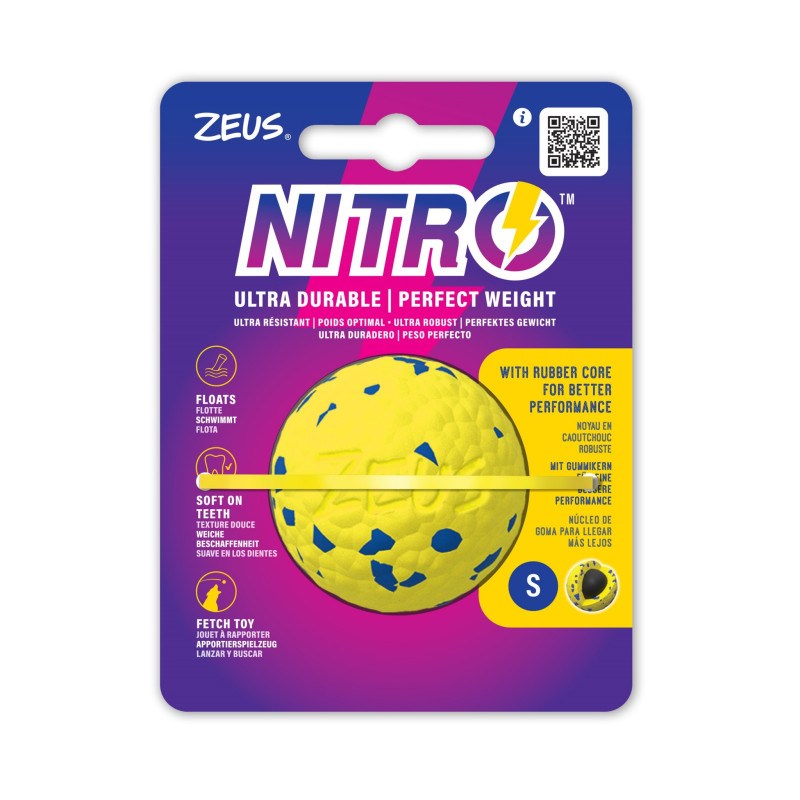 Zeus Nitro Dog Toy Ball with Rubber Core S 5 cm