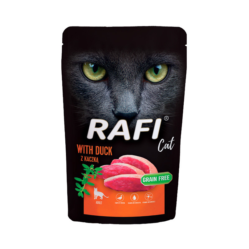Karma mokra dla kota saszetka RAFI Cat Adult z kaczką 100g