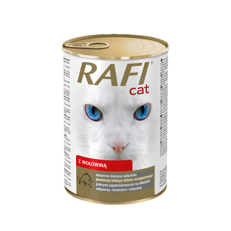 Karma mokra dla kota RAFI Cat kawałki z wołowiną w sosie 415g