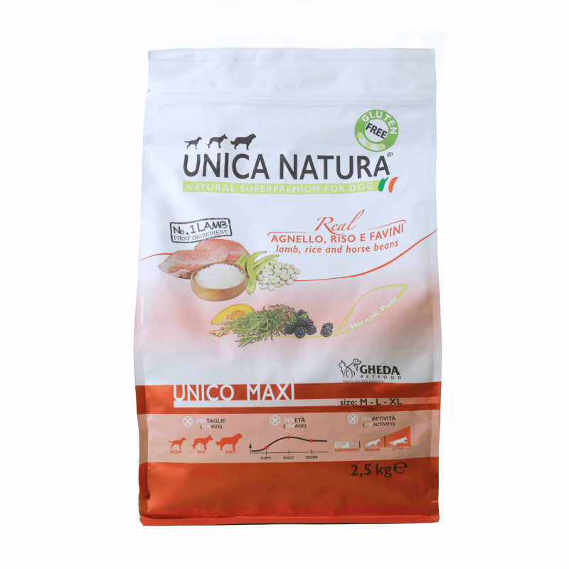 Unica Natura Unico Maxi Lamb with Rice Dry Dog Food 2.5kg