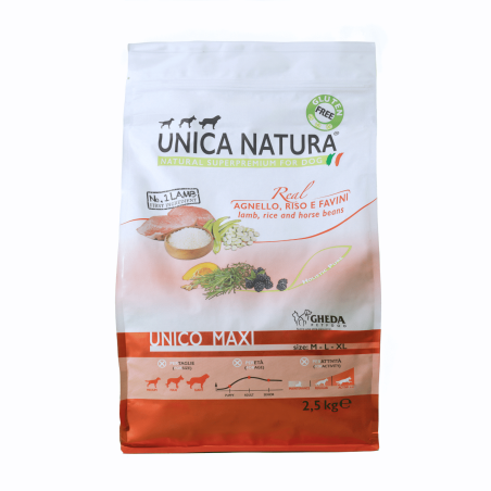 Unica Natura Unico Maxi Lamb with Rice Dry Dog Food 2.5kg