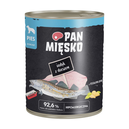 Pan Mięsko Complete Wet Dog Food Turkey with Cod (Adult) 800g