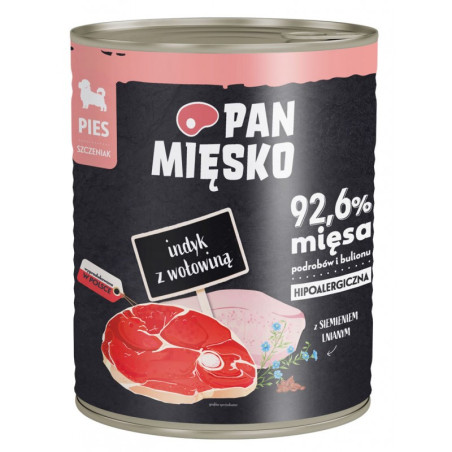 Pan Mięsko Complete Wet Puppy Food Turkey with Beef 800g