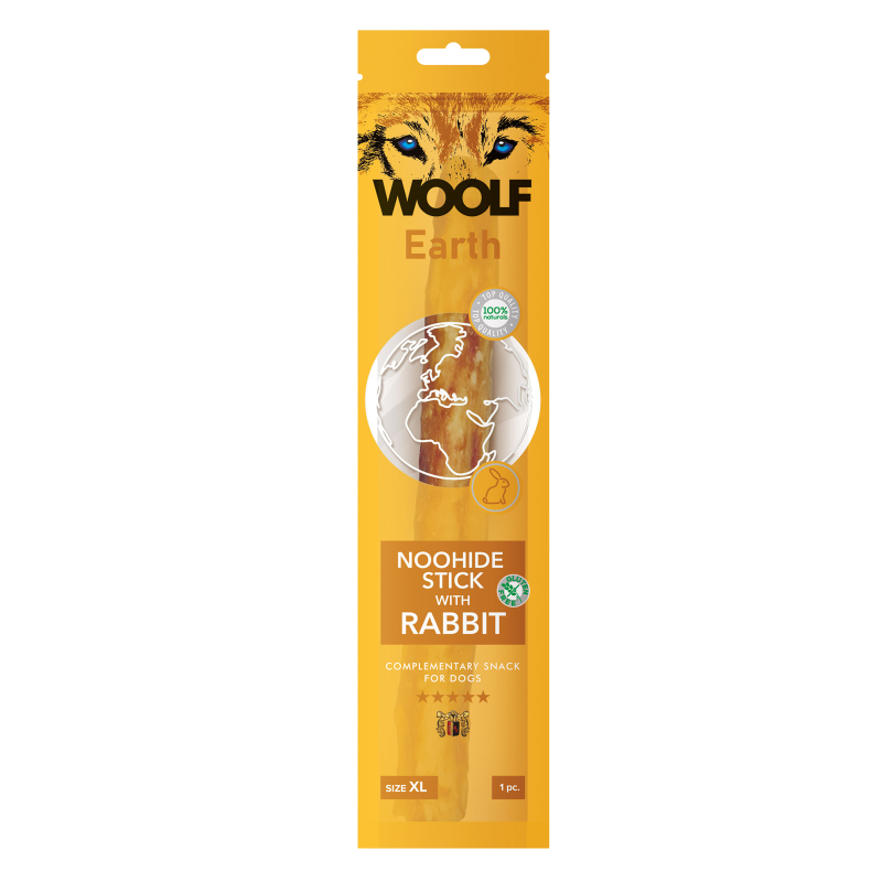 WOOLF Earth Noohide XL Stick with Rabbit Dog Chew 85g