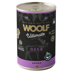 Karma mokra dla psa WOOLF Ultimate Dog Can Deer  Blueberries 400g