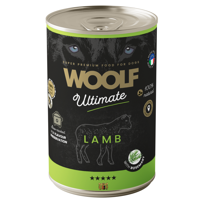 Karma mokra dla psa WOOLF Ultimate Dog Can Lamb  Rosemary 400g
