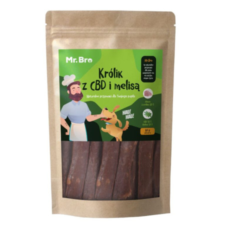 Mr.Bro rabbit strips with CBD and lemon balm 80 g – functional dog treat