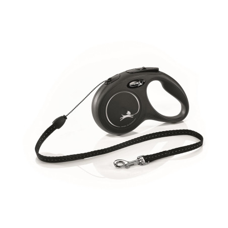 FLEXI New Classic Retractable Cord Dog Leash 5m Size S Black up to 12kg