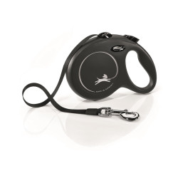 FLEXI New Classic Retractable Tape Dog Leash 5m Size L Black