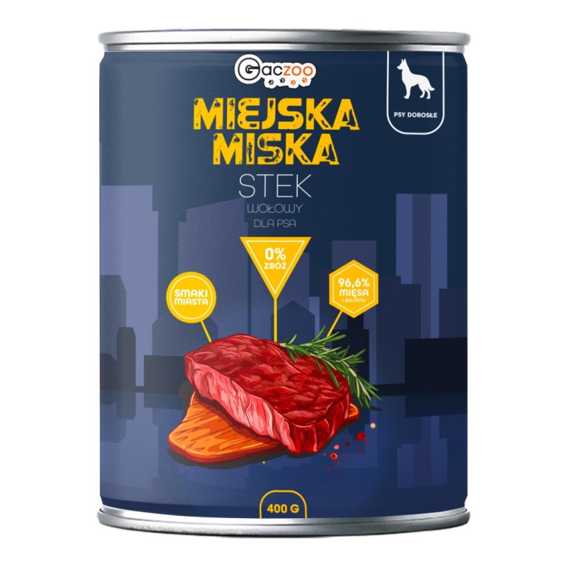 Gaczoo Urban Bowl Beef Steak Wet Dog Food 400 g