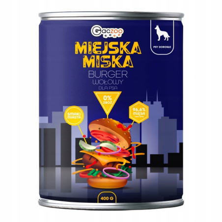 Karma mokra dla psa Gaczoo Miejska Miska Burger Wołowy 400g