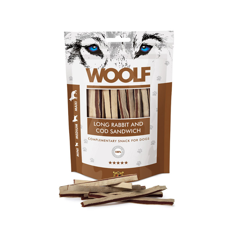 Przysmak dla psa Woolf Soft Rabbit and Cod Sandwich 100g
