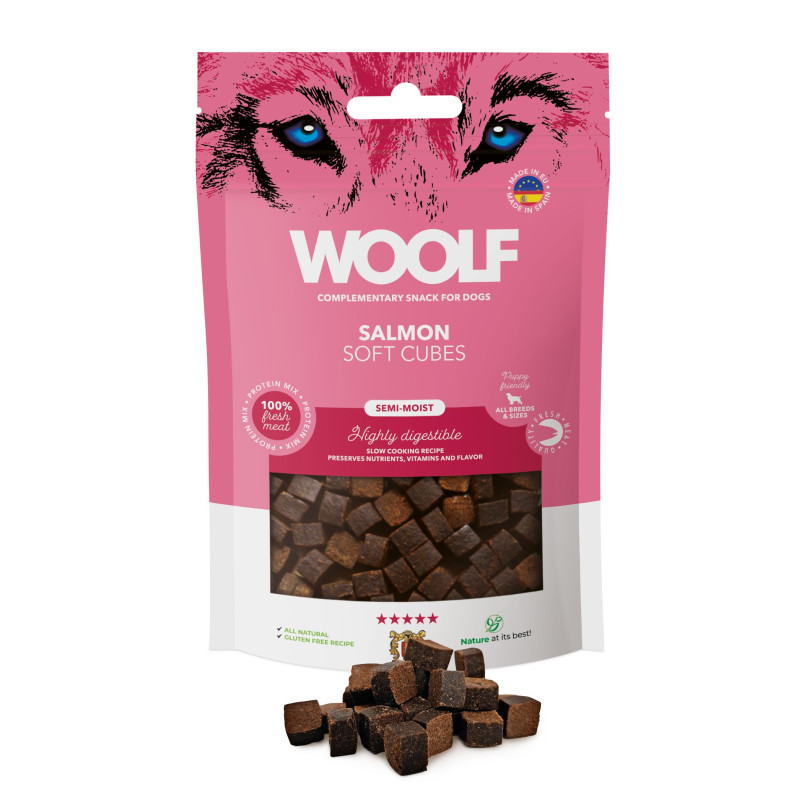 Przysmak dla psa Woolf Soft Cubes Salmon 100g