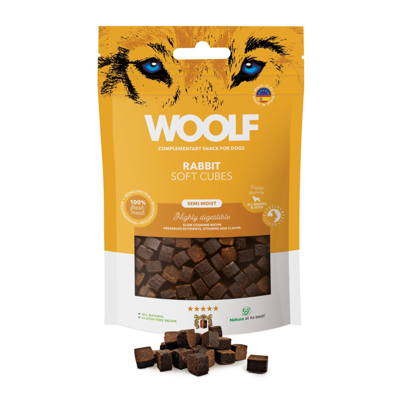 Woolf Soft Cubes Rabbit Monoprotein Dog Treats 100 g